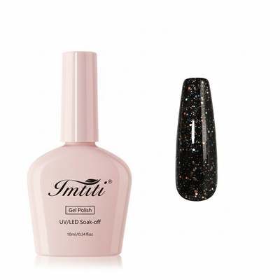 Black Iridescent Glitter Gel Polish - No Hand