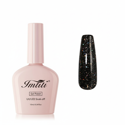 Black Iridescent Glitter Gel Polish - No Hand