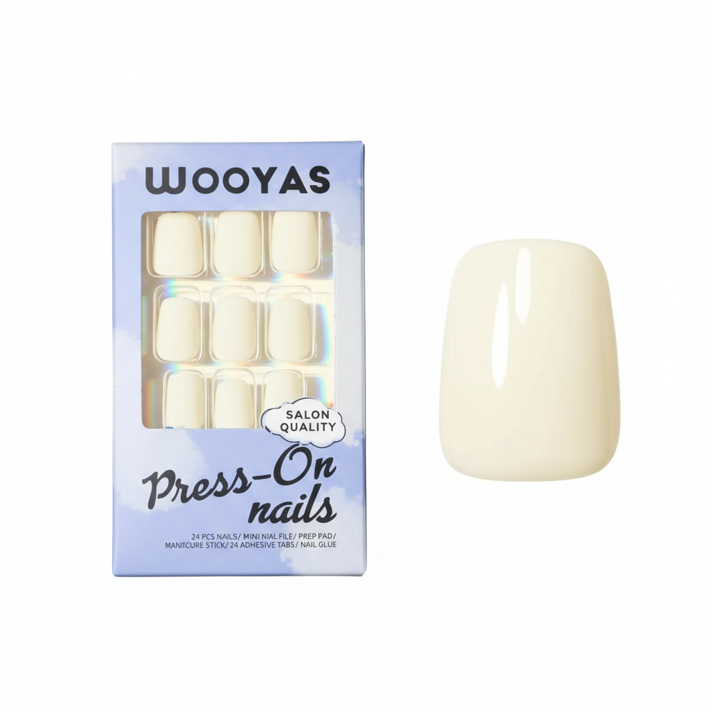 Caja Wooyas y uña amarilla clara