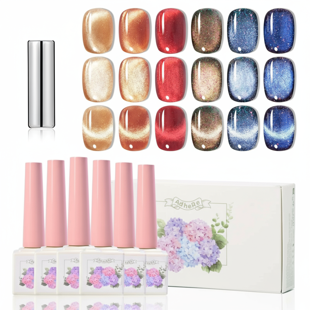 Imagen profesional del kit ADHERE Cat Eye Gel Polish