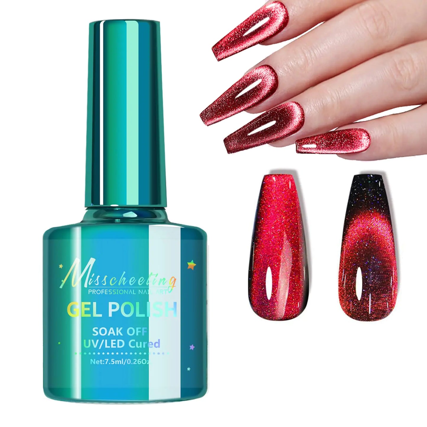 Wine Red Cat Eye Gel Nail Polish with Magnet