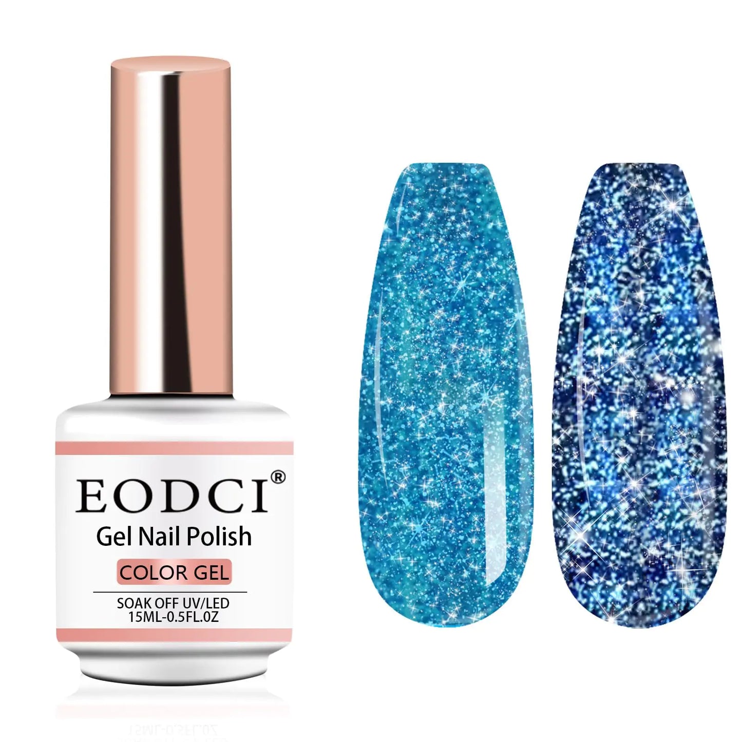 Eodci Reflective Blue Glitter Gel Nail Polish