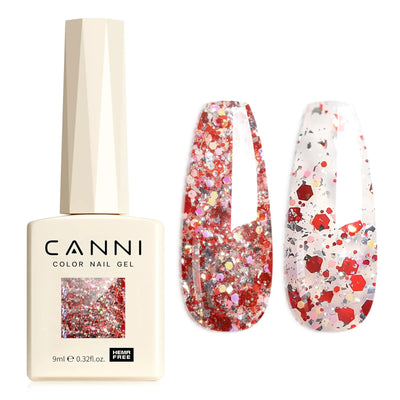 CANNI Glitter Red Gel Nail Polish