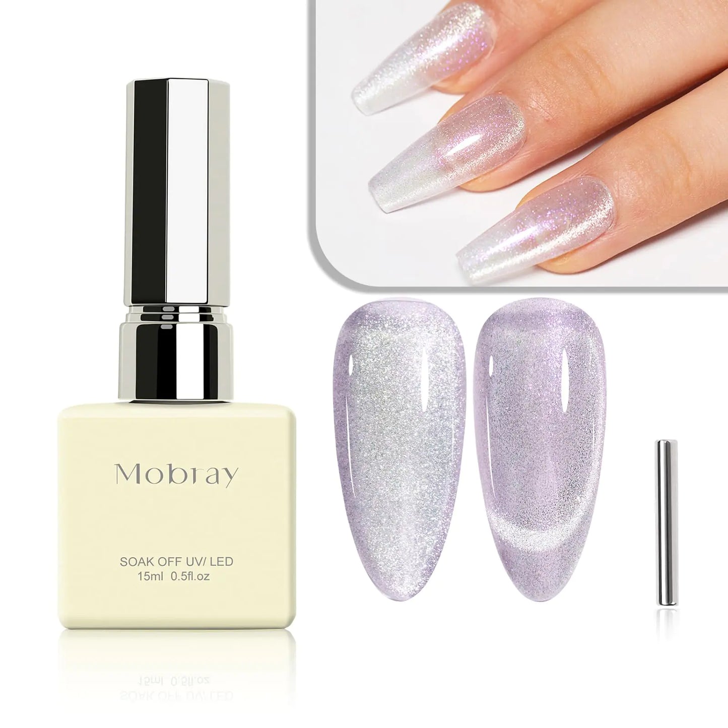 Purple Glitter Cat Eye Gel Nail Polish with Magnet